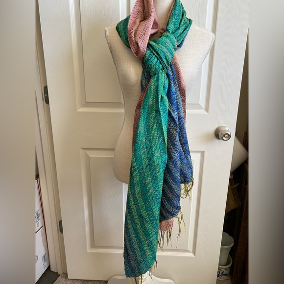 Antique/Vintage Sari Silk Scarf/Wrap - Picture 2 of 3